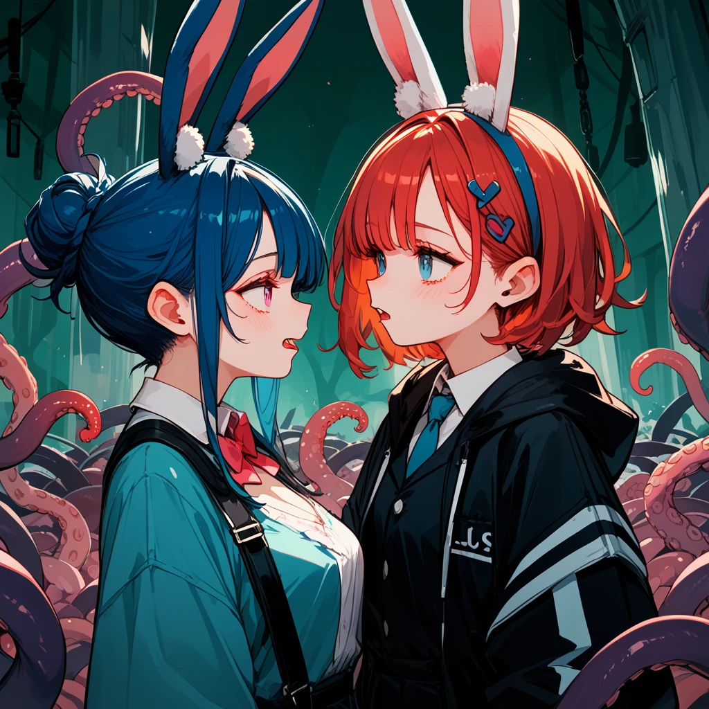 score_9, score_8_up,score_7_up, Bunny & Baron, Specter Duo in tentacle horror punk art style