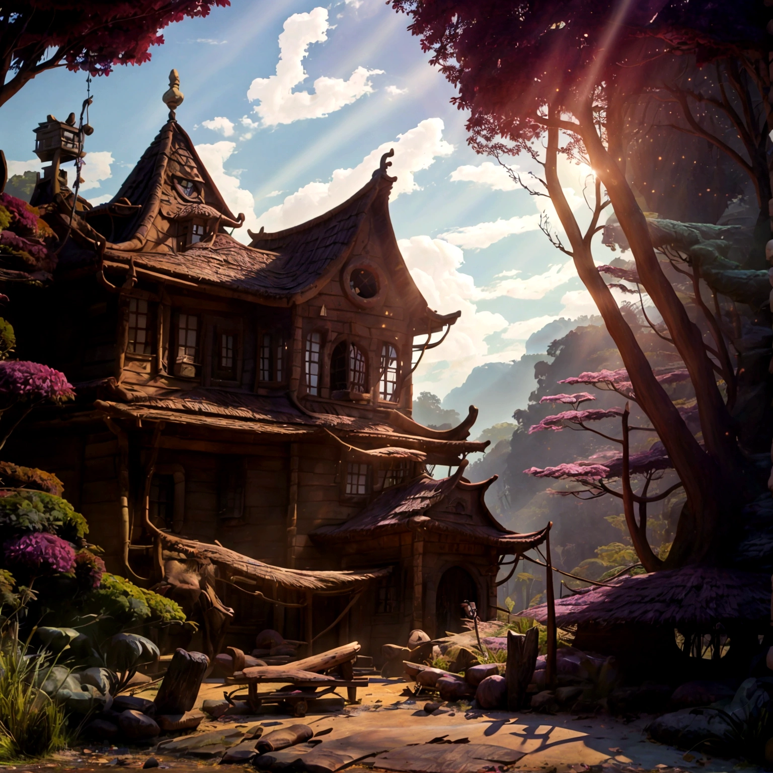 library, adorned with books shimmering with untold secrets and the silent murmurs of hidden yearnings, Large beautiful Librarywith shimmering, Magical, sparkling walls,fantasy,a fantasy moonlight filtering through,Rich in color,assignment,DnD style, vibraint colours,Detailed details, a open door leadin to a sunny forest.