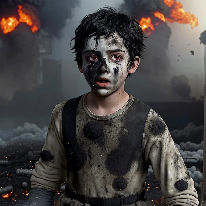 A comedy about a boy covered in soot who receives a bomb and gets caught up in the explosion.