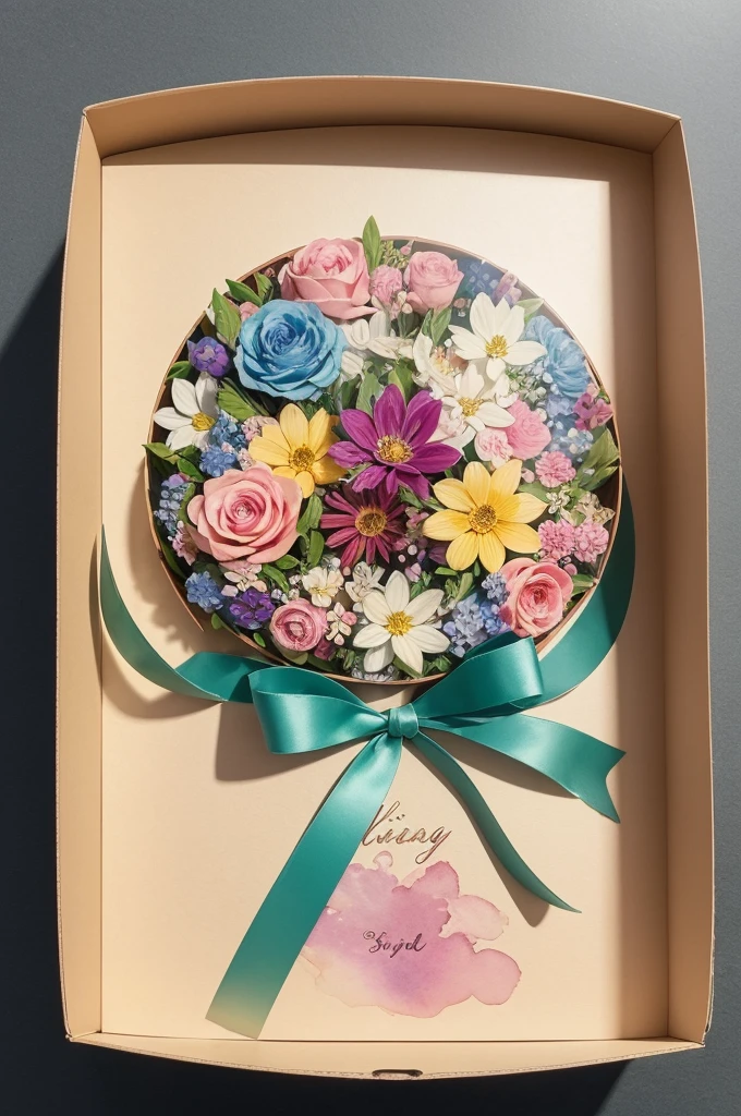 ((best quality)), ((masterpiece)), (detailed), perfect box
with a ribbon and Add watercolor elements to showcase your brand’s personality and style.
Create a colorful and artistic packaging design
make a box