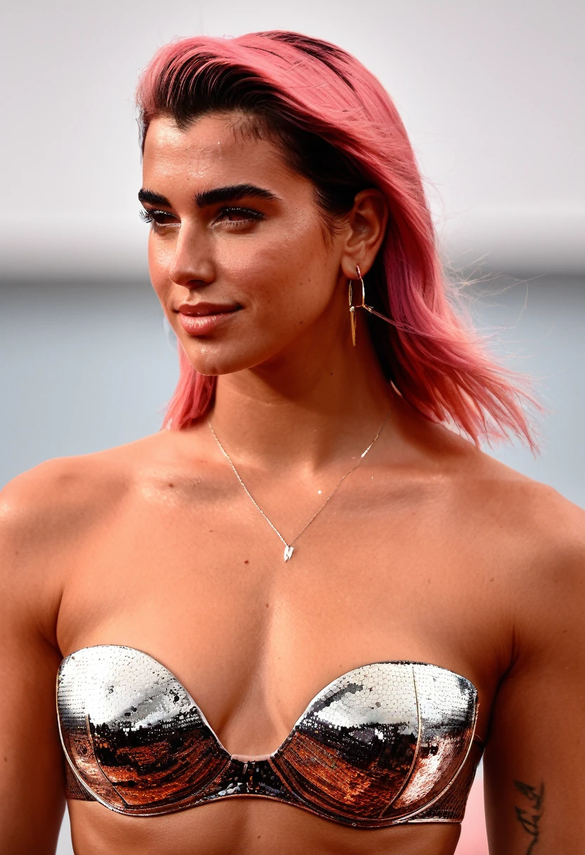 high quality celebrity Erotic paparazzi photo , (gorgeous celebrity, nude , woman, SDXL , lora, smile, smiling , eyebrows raised ,DuaLipa, dua lipa, duxlipa, female, singer, cute, vacation side background, pink color hair , random click, random move photograph , photorealistic , celebrity , woman ) topless , shiny breast ,shiny sweaty skin ,random sexualized move, erotic angles, sweaty flat breast, celebrity erotic photograph , shiny sweaty skin , fleshy muscular woman , ( natural lights, depth of field, detailed face , insanely detailed skin texture, hyper detailed features )