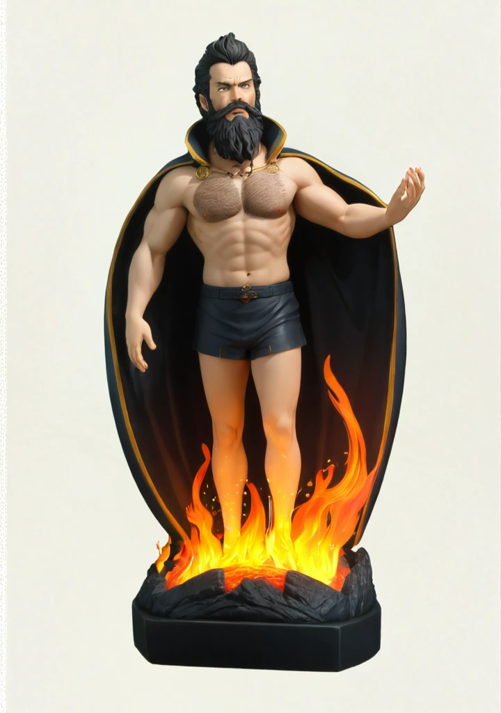 a toy figure of Hades from a movie Wrath of Titans, wearing black long robe, package illustration with the title "Wrath of Titans Hades", illustration large greek style temple on package