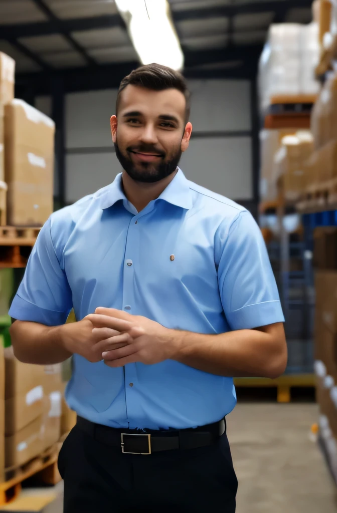 man, working in a warehouse, He is a warehouse manager