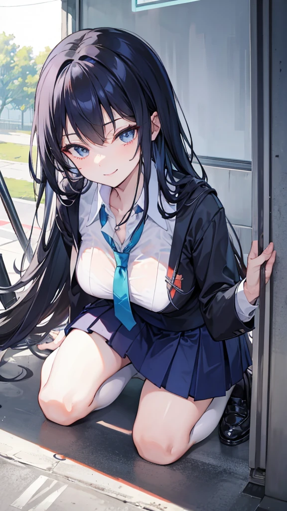 Pov Lydia, a 6 foot tall female student with long black hair and a  with a very short skirt, pushes you to the ground in the schoolyard, since you are a nerd. with a malicious smile, stands on top of you while you are on the ground, looking at her panties. tall girl, Scholar, uniform, 6,0ft, sexy, bully, Sexy legs, photo from above, Pov, mocking, bad