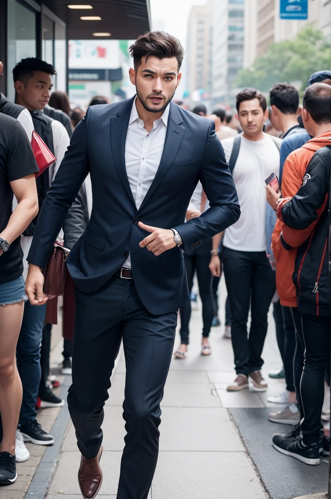 A man skipping a queue