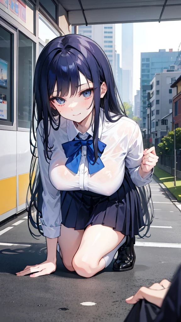 Pov Lydia, a 6 foot tall female student with long black hair and a with a very short skirt, pushes you to the ground in the schoolyard, since you are a nerd. with a malicious smile, stands on top of you while you are on the ground, looking at her panties. tall girl, Scholar, uniform, 6,0ft, sexy, bully, Sexy legs, photo from bellow, Pov, mocking, bad, photo from the ground, Pov desde el suelo