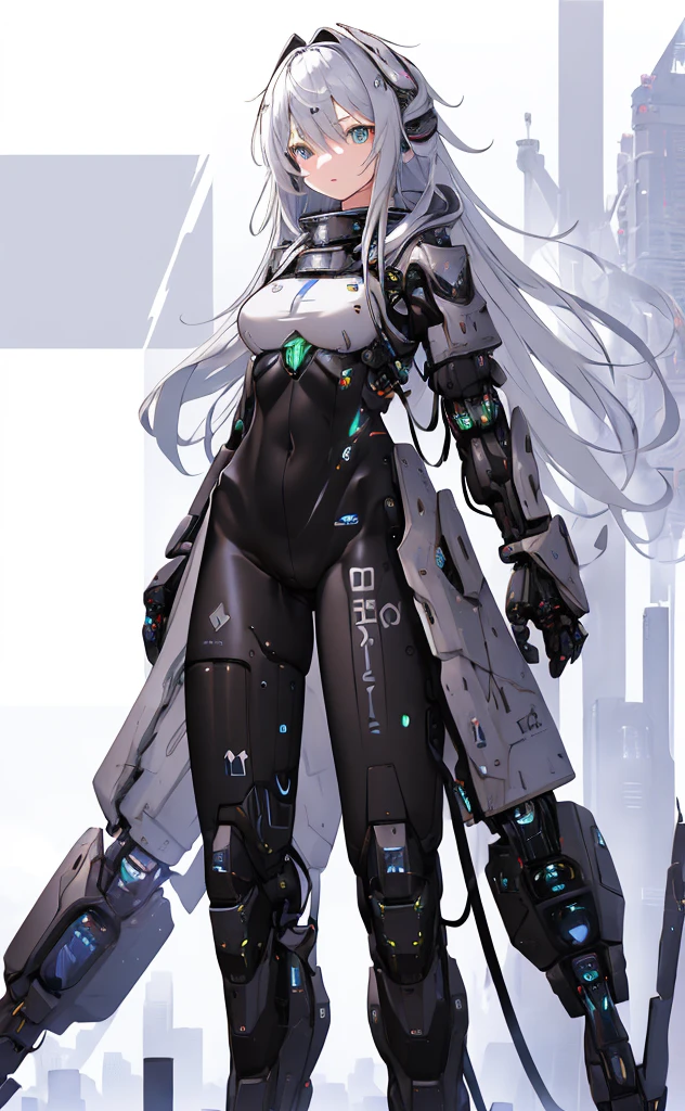 ((masterpiece:1.4, best quality))+, (ultra detailed)+,
1 girl,cyberpunk city,flat chest,wavy hair,mecha clothes,(robot girl),cool movement,silver bodysuit,colorful background,rainy days,(lightning effect),silver dragon armour,(cold face),cowboy shot,