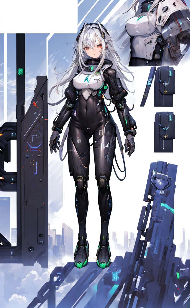 ((masterpiece:1.4, best quality))+, (ultra detailed)+,
1 girl,cyberpunk city,flat chest,wavy hair,mecha clothes,(robot girl),cool movement,silver bodysuit,colorful background,rainy days,(lightning effect),silver dragon armour,(cold face),cowboy shot,