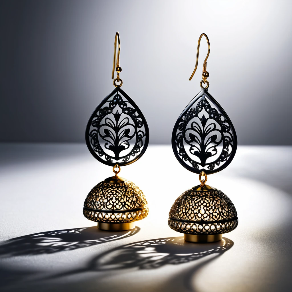 Ornament, stand, highlight, light and shadow, focus, aura, sharp, high-resolution, high-resolution, high-resolution, high-resolution,earrings, modern