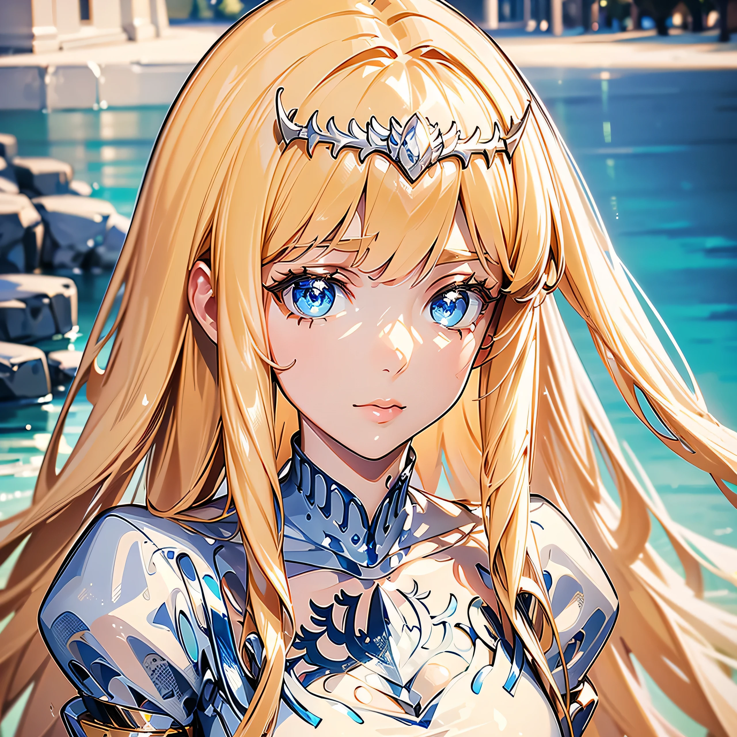 (Katalina from granblue fantasy), elegant, female, wearing armor, breastplate, brown eyes, elegant face, high resolution, extremely detail 8k cg, close-up face