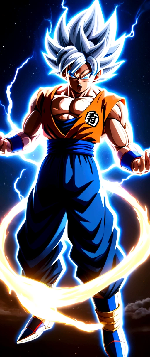 Best Quality, Masterpiece, High Resolution, goku ultra instinct full aura