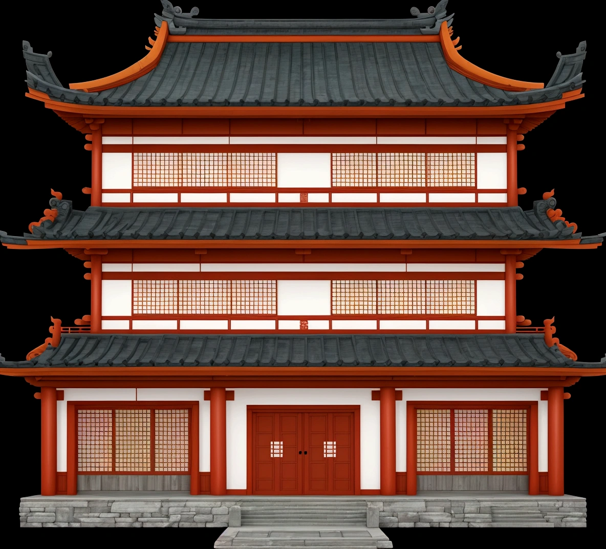 a cartoon illustration of a chinese building with a door and windows, an extremely detailed building, zen temple background, japanese temple, european japanese buildings, japanese house, ancient japanese architecture, digital painting of a pagoda, chinese building, temple background, japanese architecture, japanese temples, background depicting a temple, a temple, inspired by Tōshi Yoshida, temple