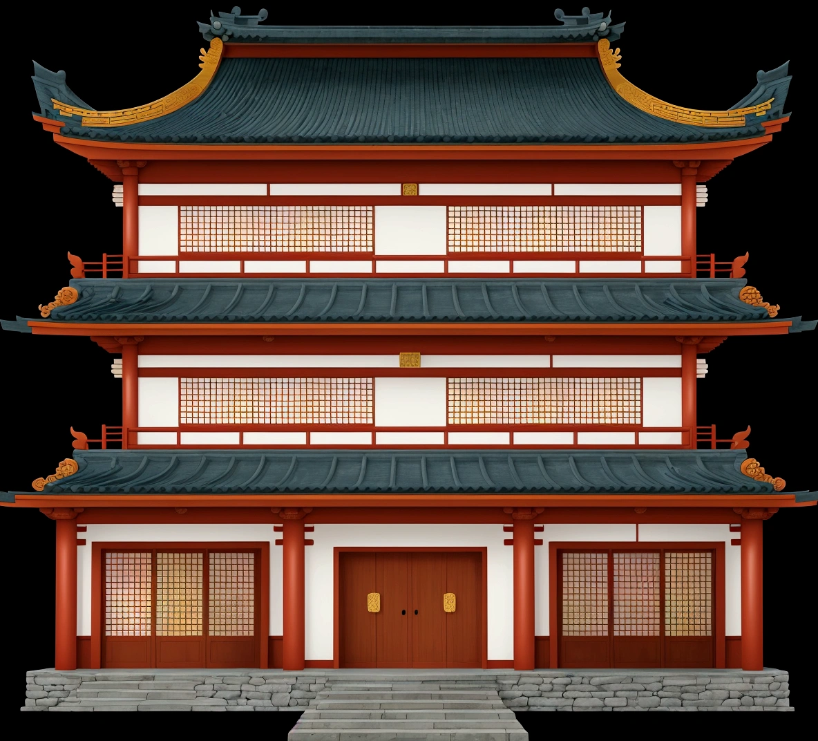 a cartoon illustration of a chinese building with a door and windows, an extremely detailed building, zen temple background, japanese temple, european japanese buildings, japanese house, ancient japanese architecture, digital painting of a pagoda, chinese building, temple background, japanese architecture, japanese temples, background depicting a temple, a temple, inspired by Tōshi Yoshida, temple