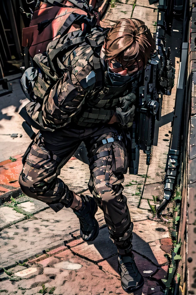{{Masterpiece、best quality、Very detailed CG、16 ก、film light、lens flare}}、blurred background、(One man soldier aimsing a huge rifle)、Day 24、Bold、Clean, white teeth、realistic:1.4、black short hair 、blue eyeany weaponilitary helicopter:1.6))、special forces、war、Shinjuku at night、from above view、aims、aims、Knee shot、Wide viewing angle、Fight zombies , black dress , black bulletproof vest.