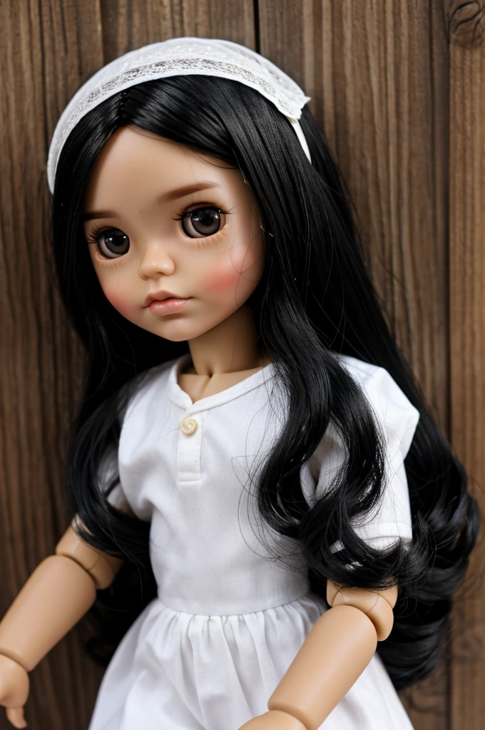 Blythe doll boy long black hair, Hispanic skin color, black eyes