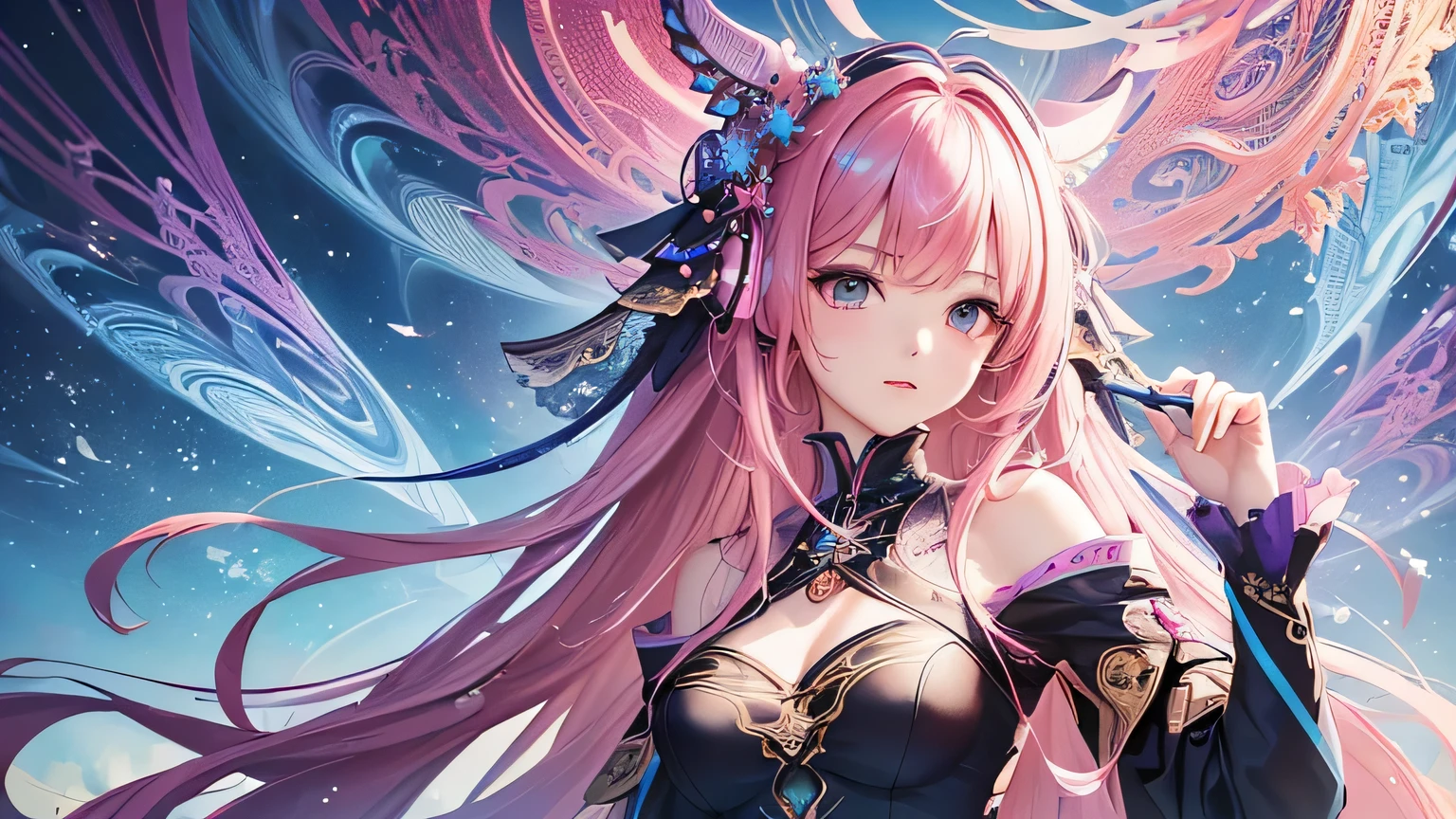 masterpiece, best quality:1.3, 1girl, moon dress, giants girl , floating,space ,moon , holding moon , detailed face, red eyes, beautiful detailed lips, long eyelashes, delicate facial features, expressive face, detailed skin texture, moonlight lighting, vibrant colors, cinematic lighting, soft focus, prismatic, holographic,chromati caberration,