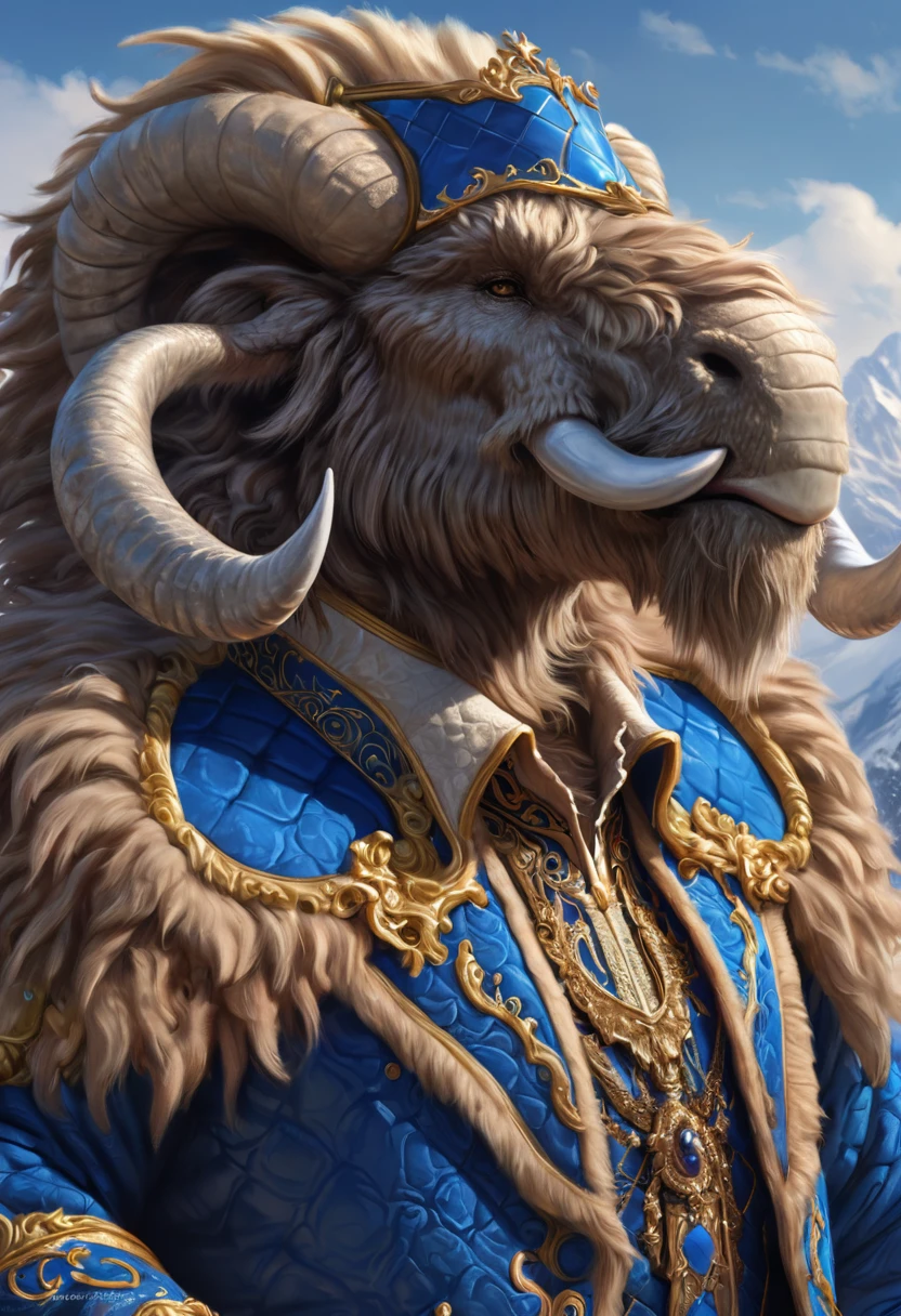 A Humanoid Creature That Looks Like A Cross Between A Woolly Mammoth And A Dragon. Wearing A Very Nice Outfit Designed For A Prince. Official Art, Award Winning Digital Painting, Digital Illustration, Extreme Detail, 4k, Ultra Hd, Rococo, Polished, Intricate, Realistic Fantasy Art, Sharp Focus, Concept Art, Art By Wlop, Artgerm, (2d Vector Illustration)