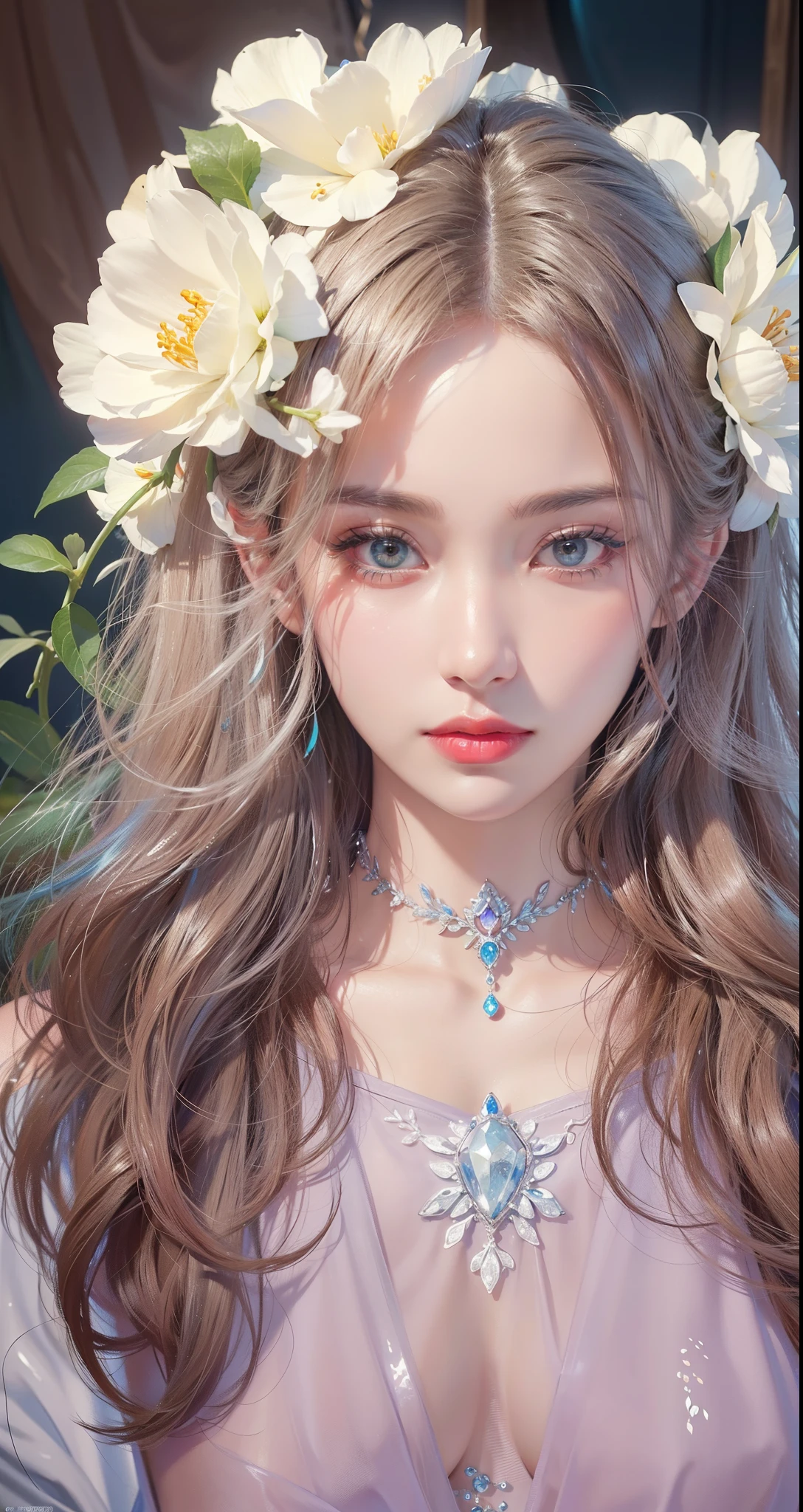 Realistic style,8k quality,Very detailed, Delicate face, Realistic style的照片, Stock Photography , Colorful, Surreal, Realistic textures, Dramatic Lighting, Distiller 800 (8K, original photo, Better quality, masterpiece: 1.2), Very detailed, (Extremely delicate skin: 1.2), 8K Ultra HD, SLR camera, Soft Light, high quality, Frozen queen, Queen, Snow Castle,Blue pupils,Wear red lipstick,Very delicate tattoo design