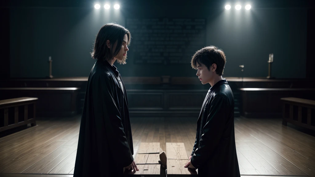 A comparison scene showing two sets of worship lyrics: one with deep theological meaning and the other with superficial, emotion-driven words. The contrast highlights the shift from spiritual depth to emotional superficiality. The atmosphere conveys a sense of loss of profound spiritual connection.