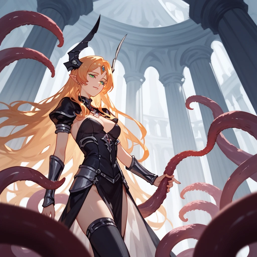Carnelia, Servant of Darkness in tentacle otherworldly art style, score_9,score_8_up,score_7_up,score_6_up,score_5_up,score_4_up)