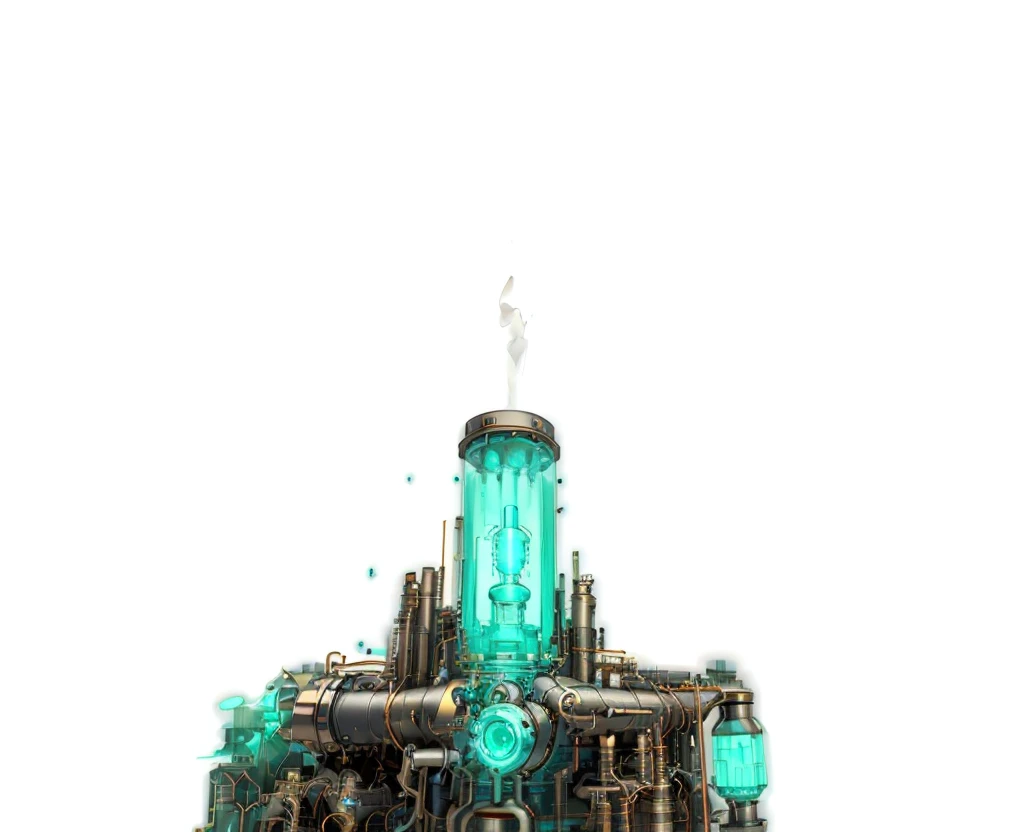 crystal,steampunk,culture tank,Steam engine,Power Reactor,4K,8K,Highest quality