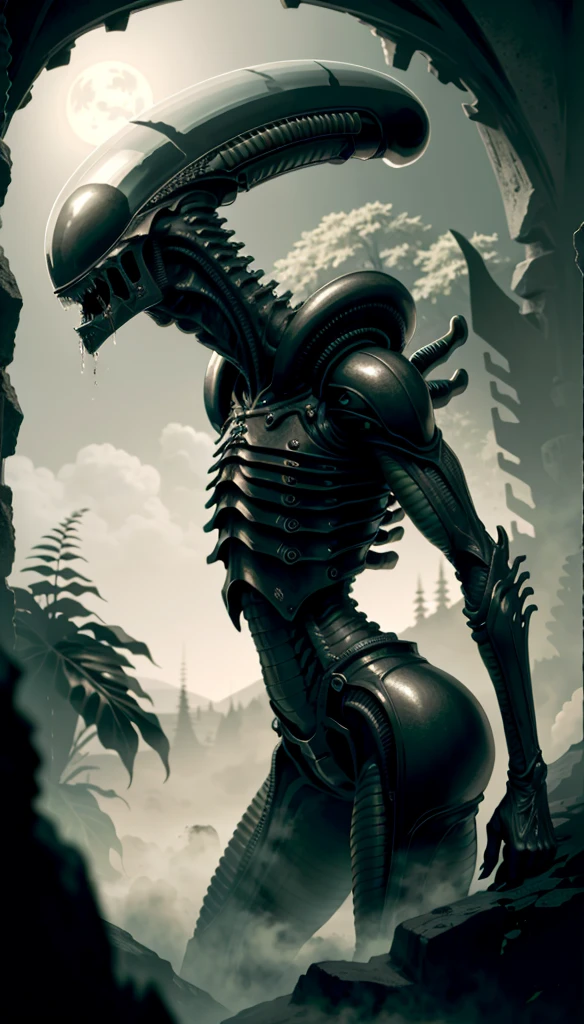 (cowboy shot), sfw, (masterpiece), (best quality:1.0), (ultra highres:1.0), detailed eyes
BREAK
xeno, monster, sharp teeth, science fiction, quadrapedal, tail,
green blood, acid
BREAK
(forest, moonlight, gorgeous view)