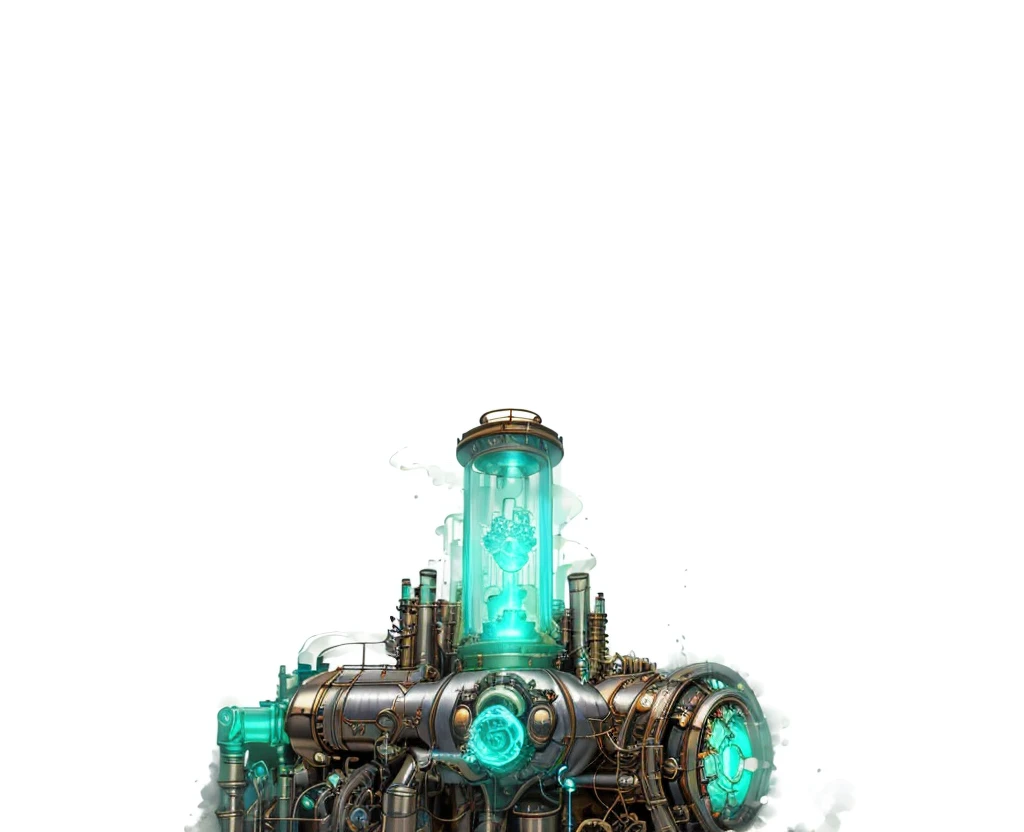 Clear light and dark,crystal,steampunk,culture tank,Steam engine,Power Reactor,4K,8K,Highest quality