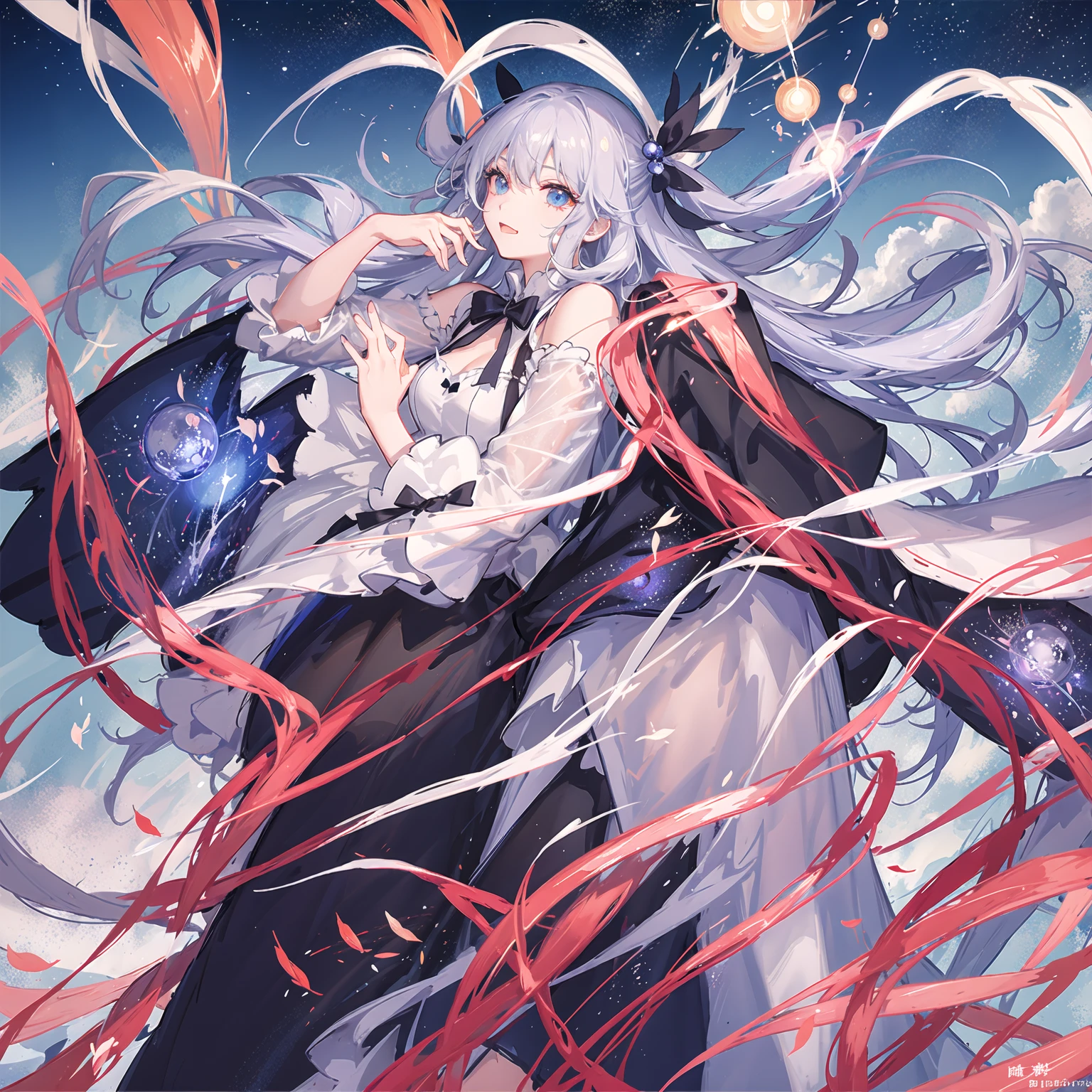 ((Magical girl)), ((绚烂of星空背景)), ((Extremely detailed)), ((Best Illustration)), ((movie lighting)), Dynamic angle, 漂浮of, Meticulous attention to detail, (flash:1.2), (spark:1.2), (shine:1.2), of, (:1.1), (sketch:1.1), (最好of品質), (masterpiece:1.2), (Anime style), (独自of), 美丽细致of脸庞, (可爱of脸孔:1.3), (big eyes:1.3), 五颜六色of头发, (long hair:1.2), (漂浮of hair:1.2), (Magical girl outfit), Detailed clothing, (闪闪发光of魔杖:1.3), (Magical Effect:1.3), (floating long dress:1.2), (可爱of靴子:1.1), (Transparent fabric:1.1), (Flash:1.2), (glow:1.2), (radiation:1.2), (Flash:1.2), (Dazzle:1.2)
