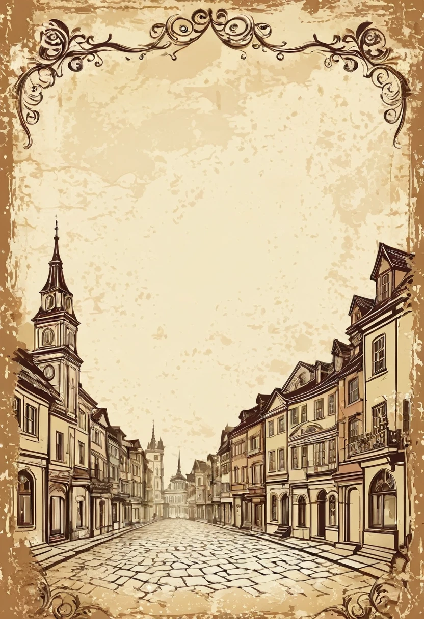 Shabby vintage themed old town paper vector 