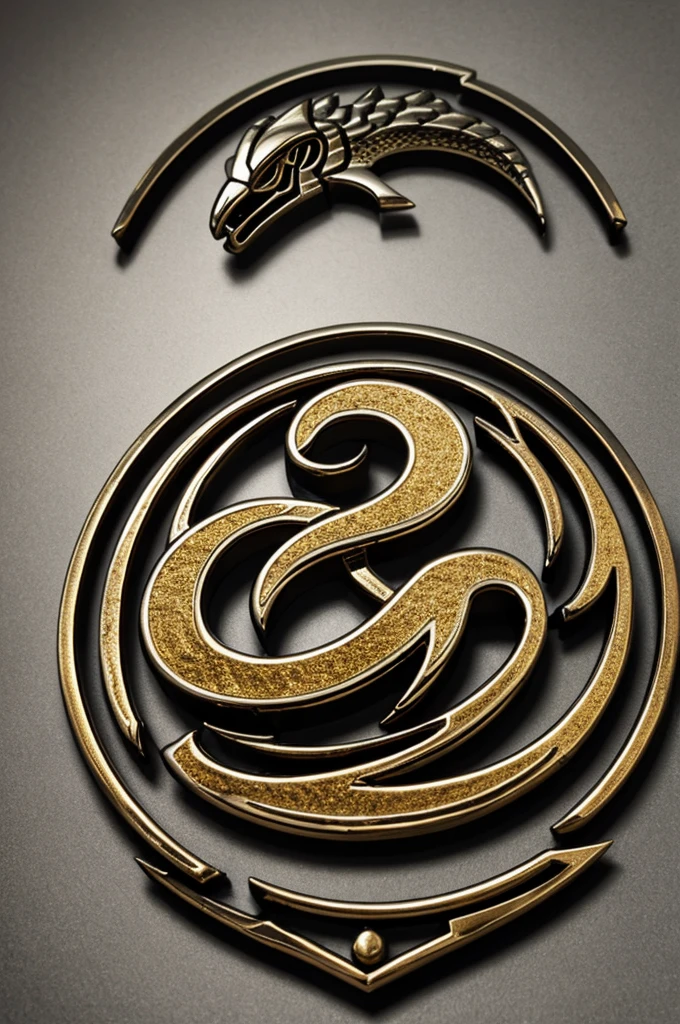 Metallic and aged Gia Joe cobra logo after a cataclysm