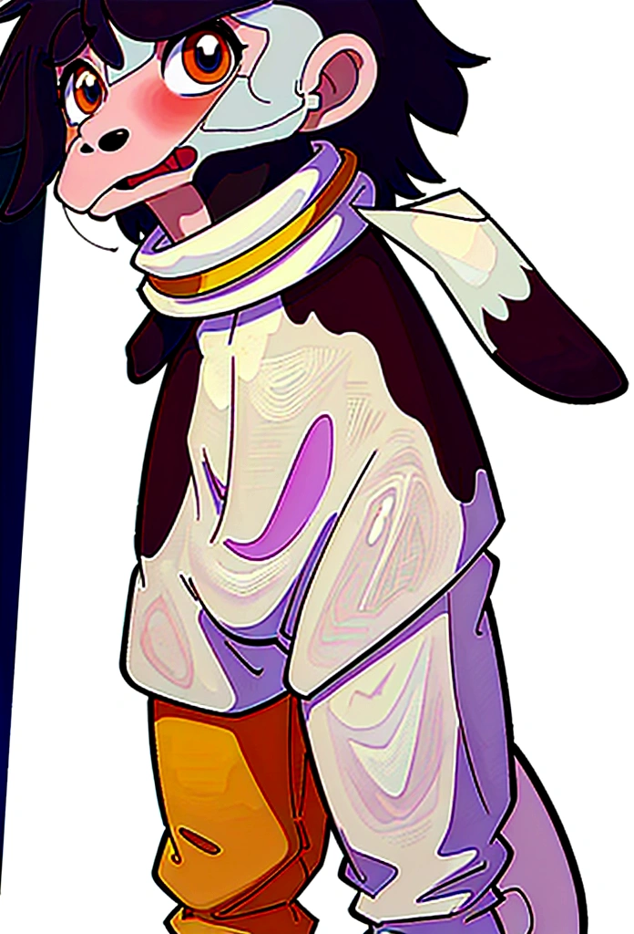 A Border Collie dog in an a white background, no details, just a white background. The Dog is looking at the camera, with its ears pricked, in a natural dog position.