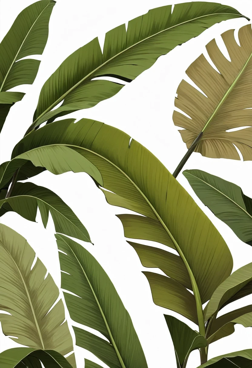 .Minimal brown banana leaves with white background