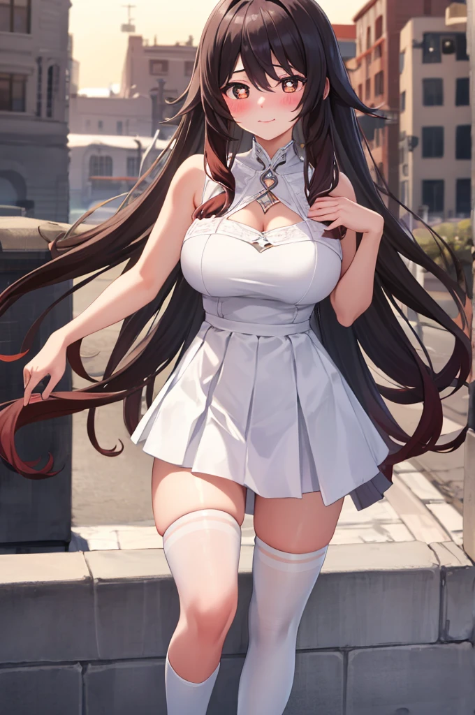 busty, Blush:3.8 , large Breasts, feminine, 8K, high resolution, 4K, Full HD , white skirt, panyhose