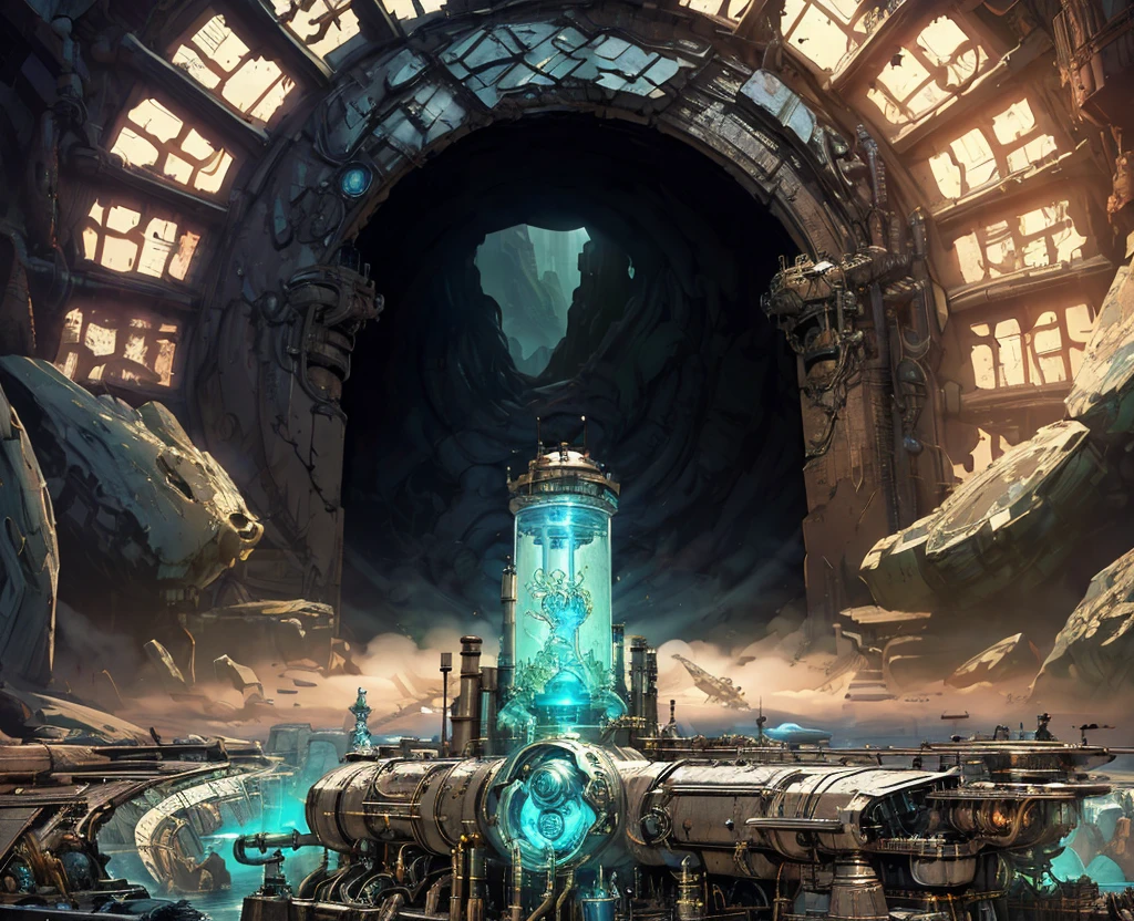 Clear light and dark,crystal,steampunk,culture tank,Power Reactor,4K,8K,Highest quality