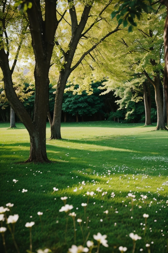 (grass ground) (trees) (flowers)  (bokeh blur)