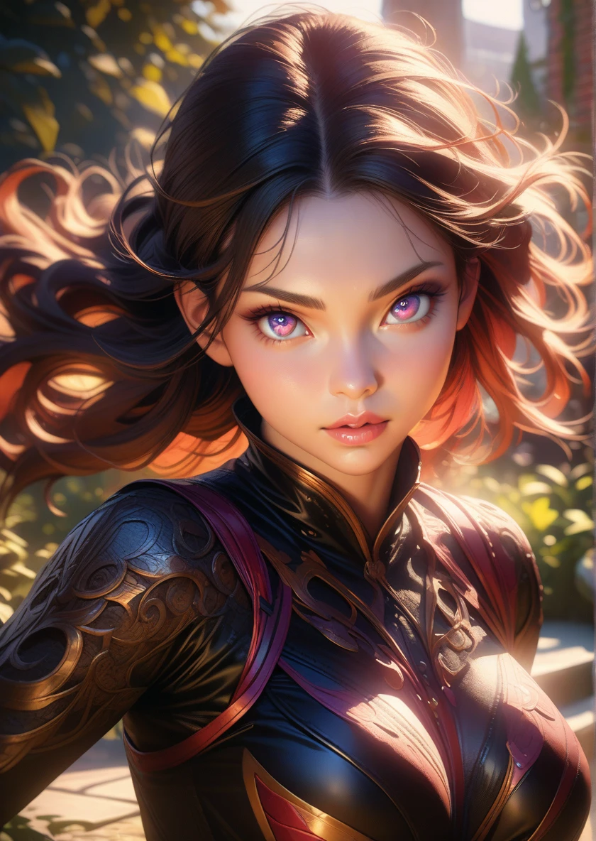 A highly detailed, photorealistic, anime-style girl, full body portrait, beautiful detailed eyes, beautiful detailed lips, extremely detailed face, long eyelashes, beautiful skin, intricate hair, complex clothing, dynamic pose, outdoor garden setting, warm lighting, vibrant colors, masterpiece, best quality