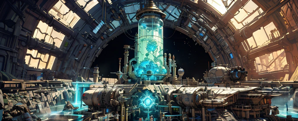 Clear light and dark,crystal,steampunk,culture tank,Power Reactor,4K,8K,Highest quality