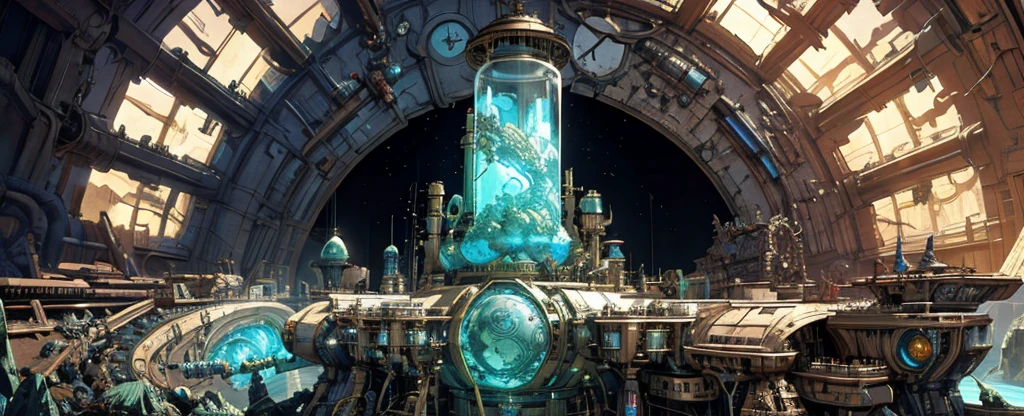 Clear light and dark,crystal,steampunk,culture tank,4K,8K,Highest quality