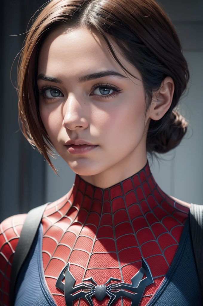 A photograph of Spider-Man, without mask, the 20s, bonitas, face detailed, looking at the camera, portraite, 8k hd, high qualiy