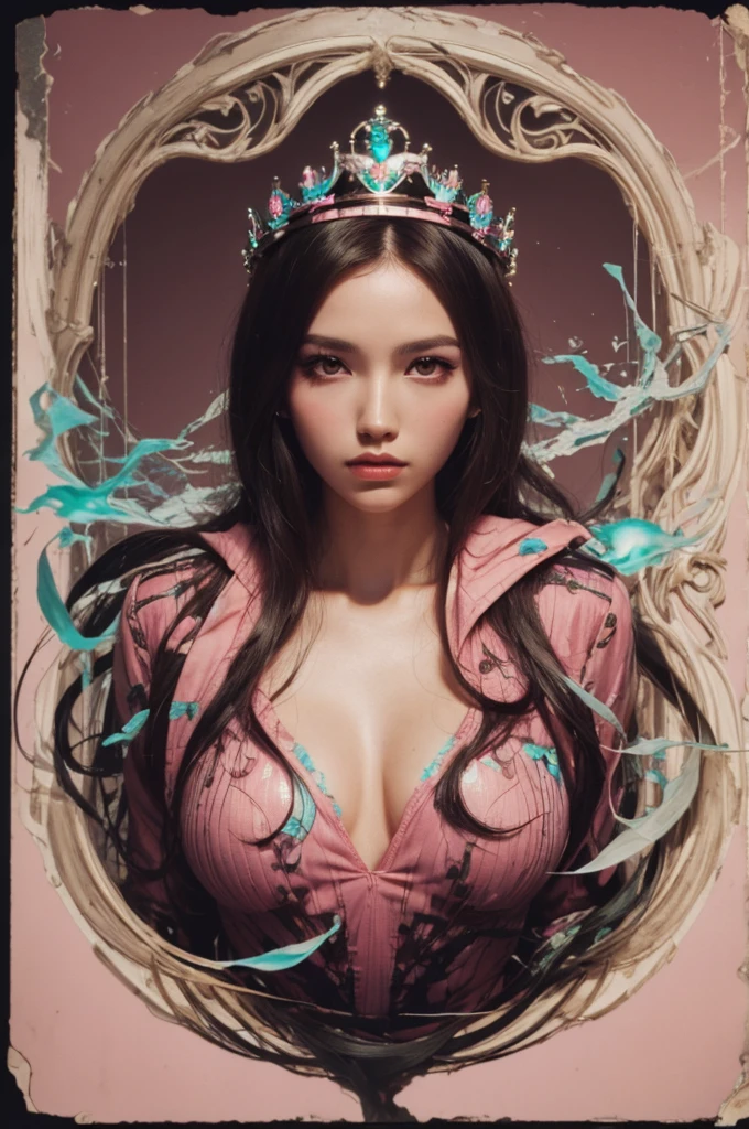 a woman with a crown on her head and a pink background and a message that reads : 'VAPOR-GRAPHIC',   vaporwave, vapor_graphic