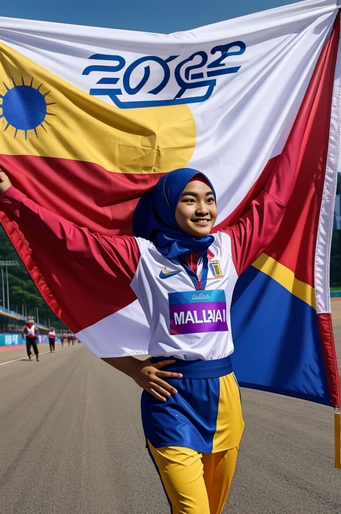 Create an image of Malaysian attire for the Olympics 2024