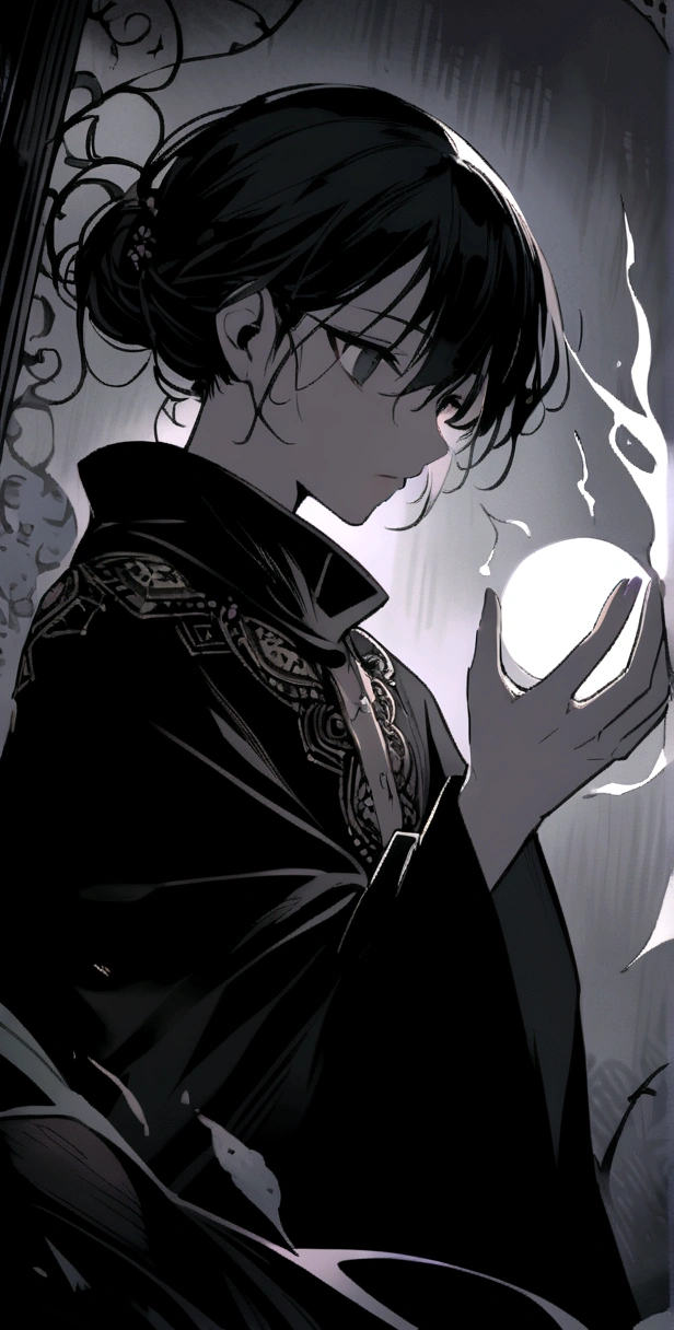 an eye contact of a dark and gloomy theme
