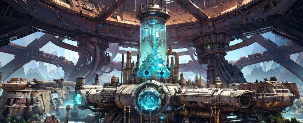 Clear light and dark,crystal,steampunk,culture tank,Power Reactor,4K,8K,Highest quality