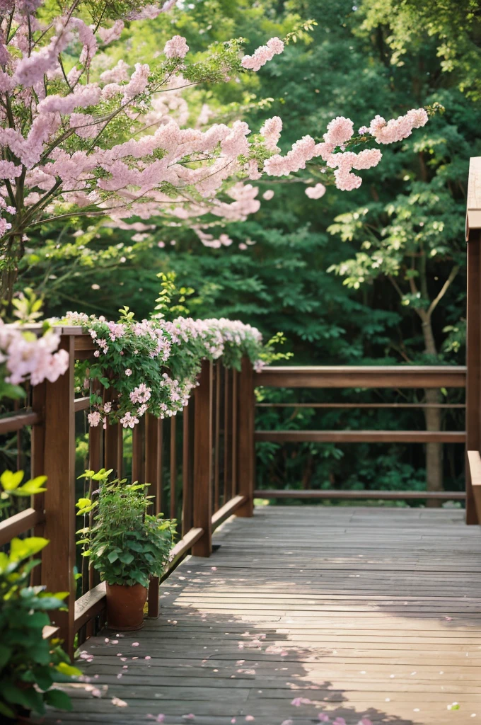 ( floor) (trees) (flowers railing ) ( bokeh blur ) Digital Background