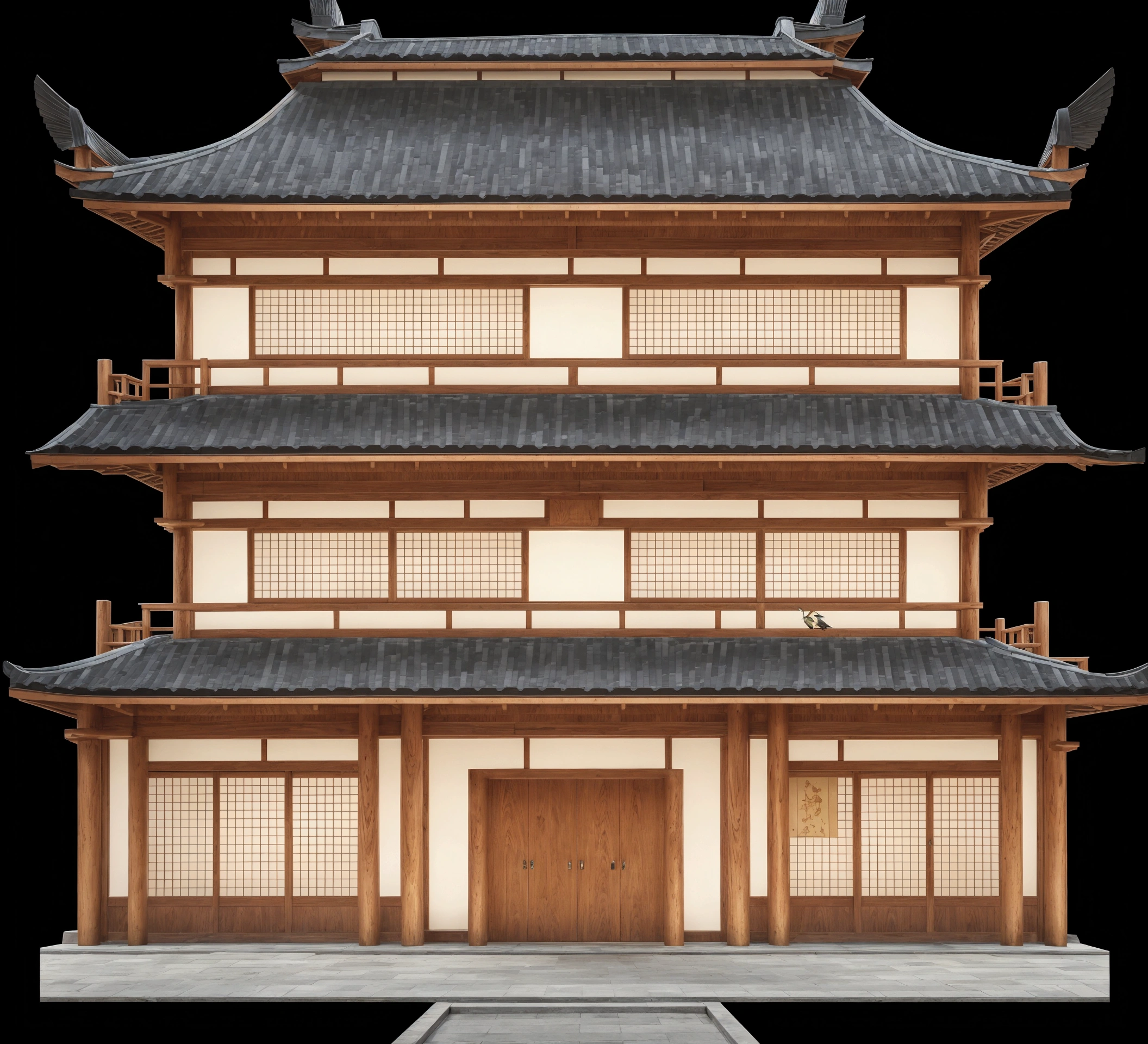 a close up of a tall building with a bird on top, an extremely detailed building, european japanese buildings, ancient japanese architecture, chinese building, japanese temple, japanese architecture, japanese house, zen temple background, japanese temples, digital painting of a pagoda, chinese architecture, ancient chinese architecture, inspired by Tōshi Yoshida, pagoda