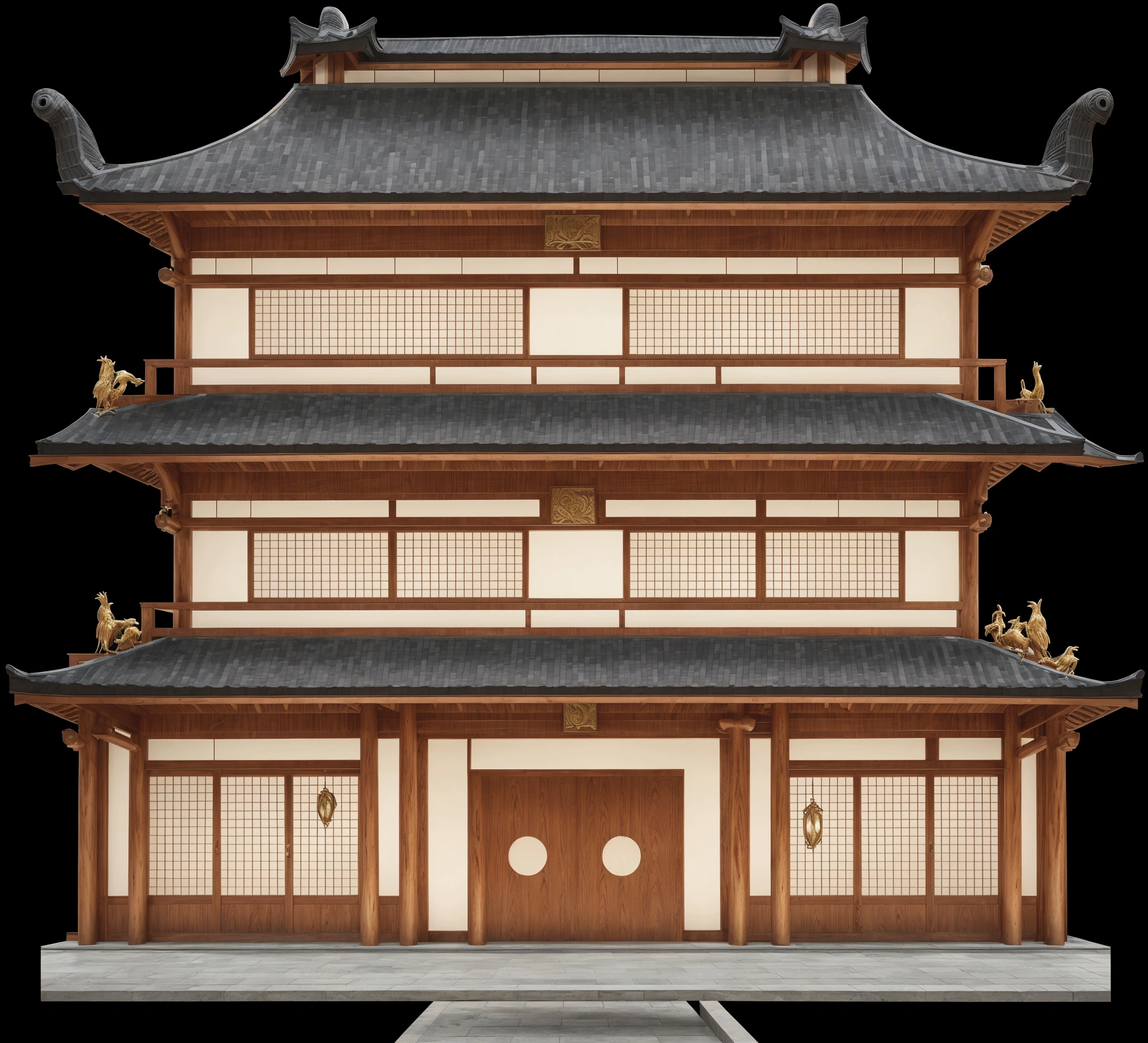 a close up of a tall building with a bird on top, an extremely detailed building, european japanese buildings, ancient japanese architecture, chinese building, japanese temple, japanese architecture, japanese house, zen temple background, japanese temples, digital painting of a pagoda, chinese architecture, ancient chinese architecture, inspired by Tōshi Yoshida, pagoda