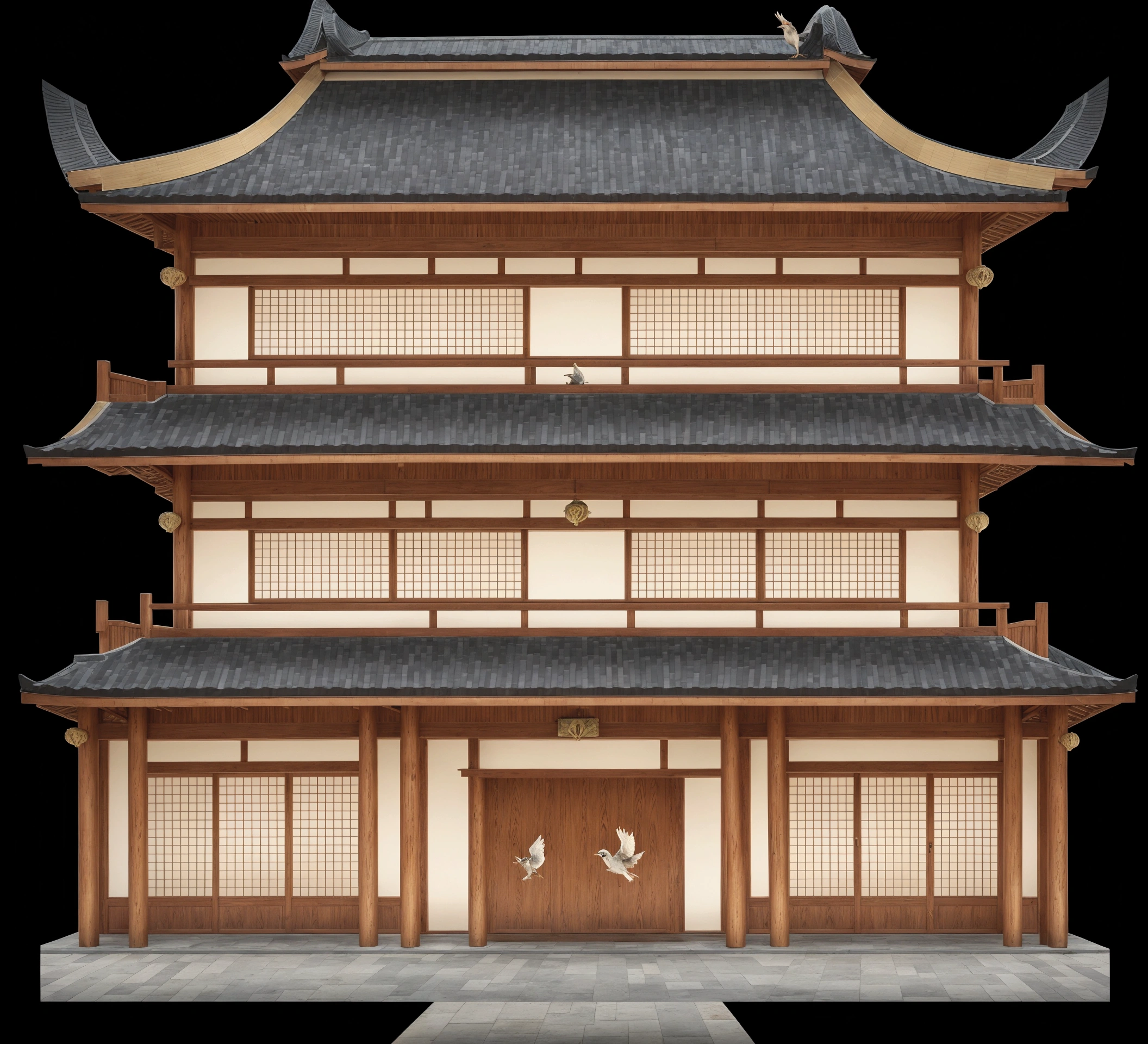 a close up of a tall building with a bird on top, an extremely detailed building, european japanese buildings, ancient japanese architecture, chinese building, japanese temple, japanese architecture, japanese house, zen temple background, japanese temples, digital painting of a pagoda, chinese architecture, ancient chinese architecture, inspired by Tōshi Yoshida, pagoda