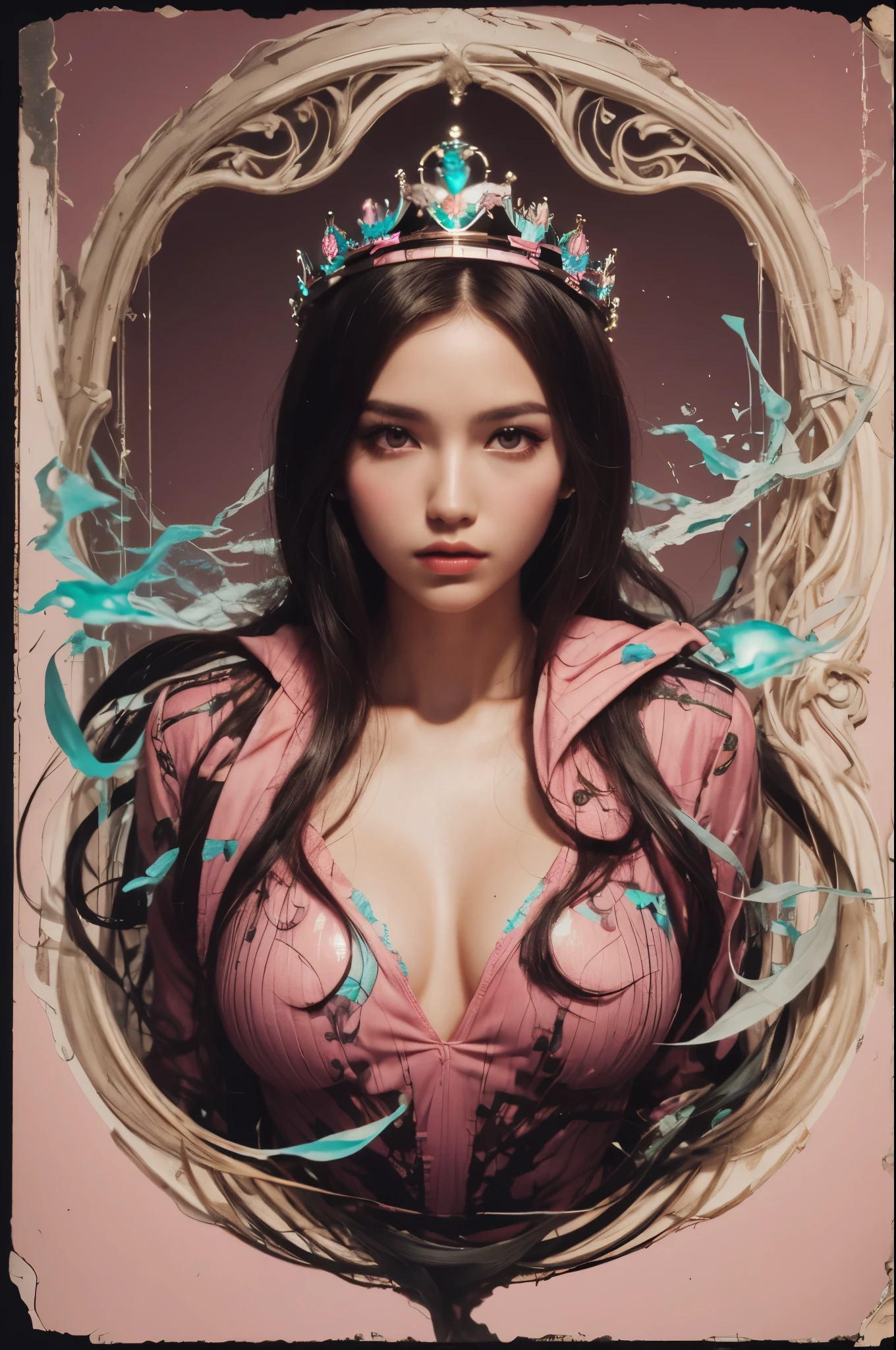 a woman with a crown on her head and a pink background and a message that reads : 'VAPOR-GRAPHIC', vaporwave, vapor_graphic