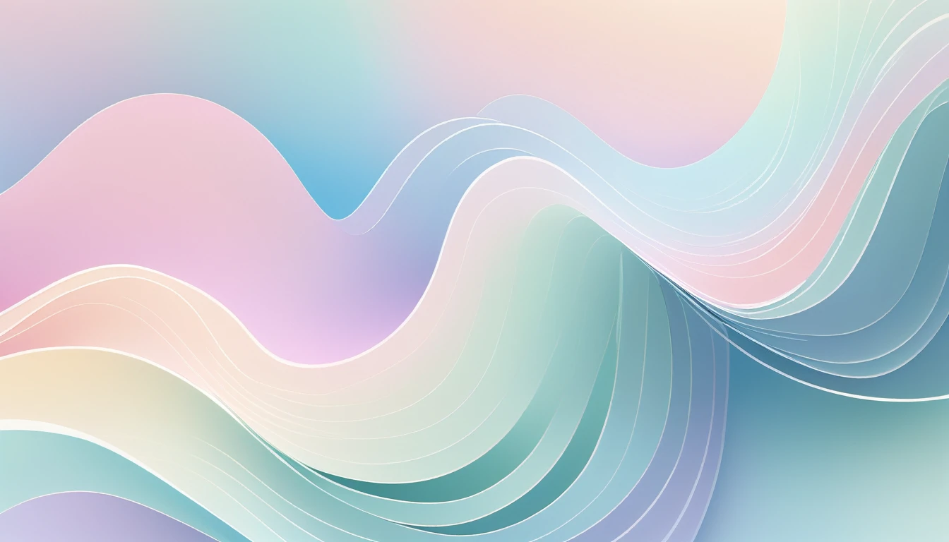 /I Craft an abstract, elegant wallpaper in soothing pastel hues, featuring soft, flowing lines and minimalist geometric shapes that gently overlap, creating a serene, harmonious composition. Emphasize a central, subtly luminous point that radiates faint, diffused light, adding depth and a touch of mystique. hd, stunning, --ar 9:16 --stylize 250