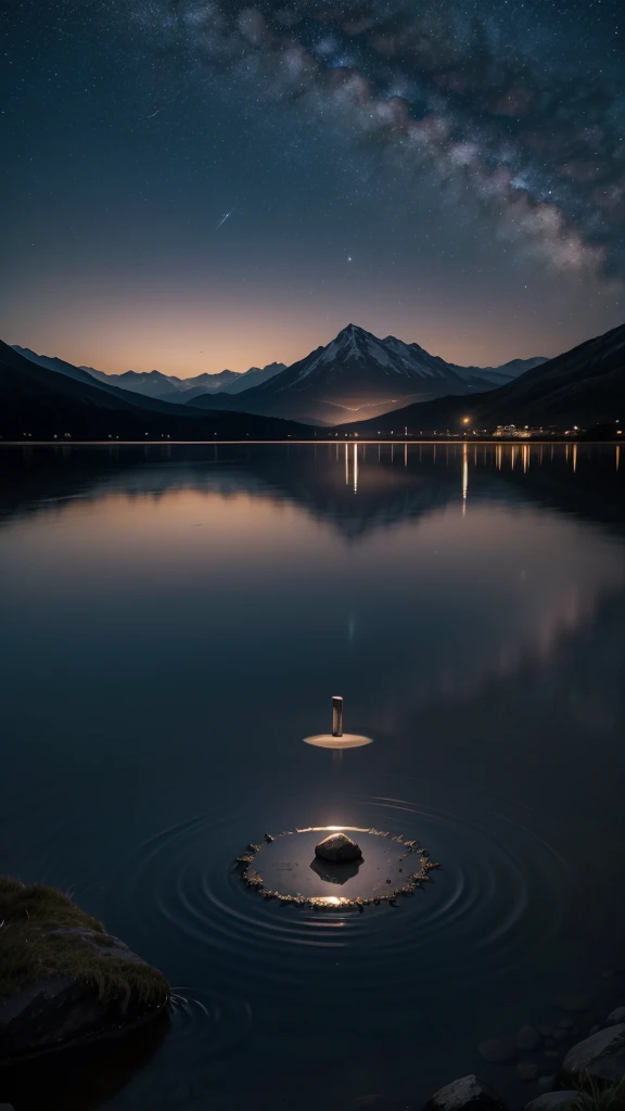 Por favor, generate images that capture the serenity and mystery of the early morning, reflecting the stillness and beauty of the night. Images must include elements such as a starry sky, the soft light of the moon, peaceful and natural landscapes, and perhaps a contemplative silhouette. Aesthetics should be calm and inspiring, complementing sentences that talk about gratitude, night reflections, and the work of the Creator.